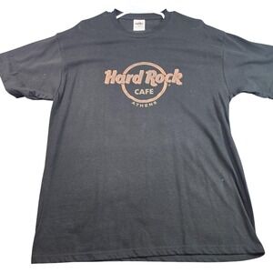 Hard Rock Cafe Shirt Mens Large Black Athens Logo Graphic Tee Music Souvenir